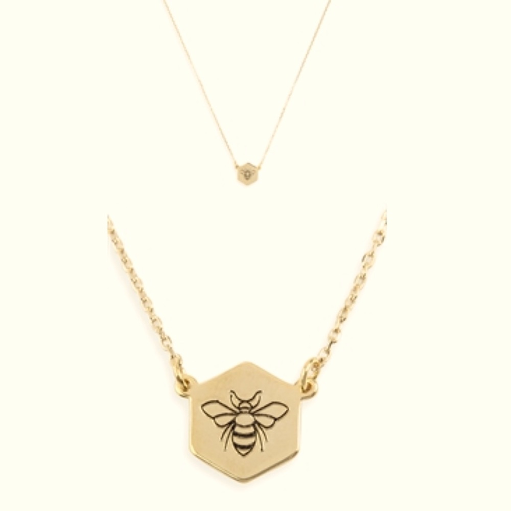 Stamped Bee Necklace